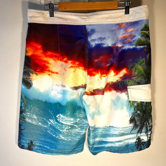 OP Men's Vintage SZ36 Tropical Print Swimsuit Board Short Beach Pool Swim Resort - Picture 5 of 10